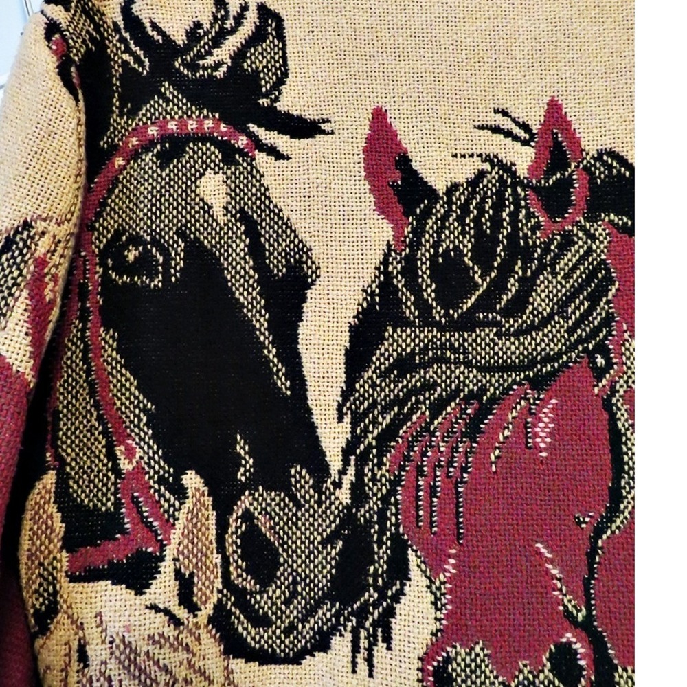 Heirlooms Laguna Beach Horse Tapestry Jacket S Western Woven Button Front Small - Picture 12 of 13